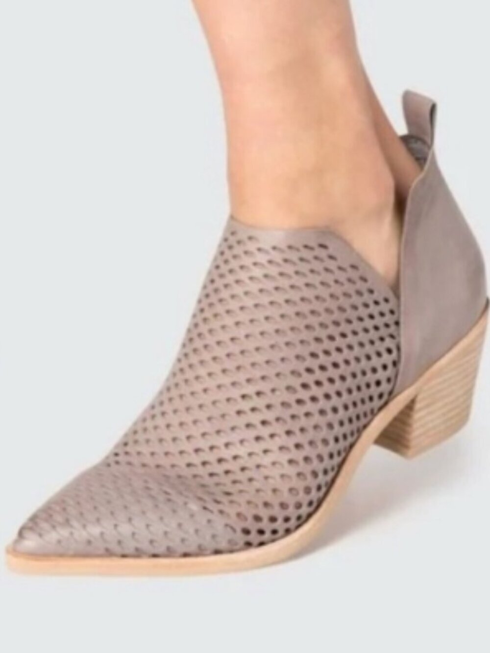 Dolce Vita Bianca Nubuck Perforated Taupe Gray Booties